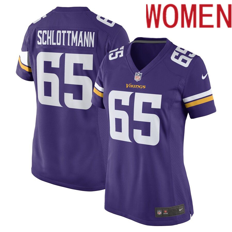 Women Minnesota Vikings #65 Austin Schlottmann Nike Purple Game Player NFL Jersey->women nfl jersey->Women Jersey